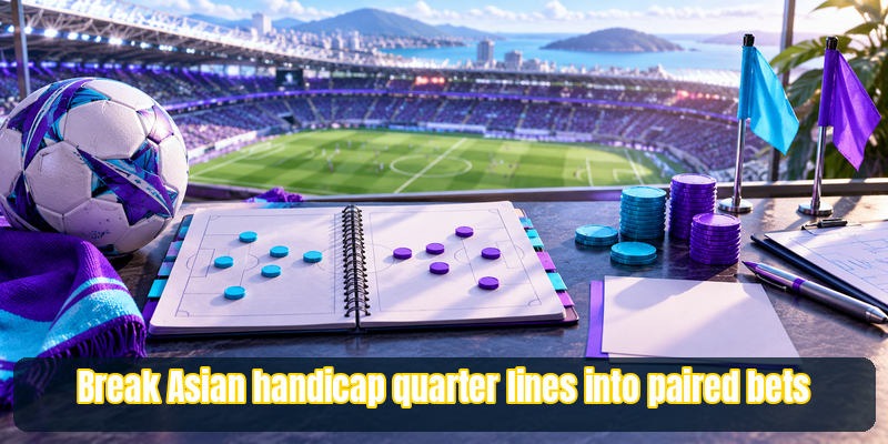 Break Asian handicap quarter lines into paired bets.